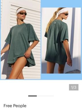 Free People Relaxed Swim Coverup Tee in Dusty Teal